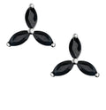 Marquise Cut Black Sapphire Trinity Earrings