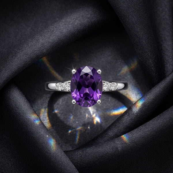 Oval Amethyst & Diamond Ring