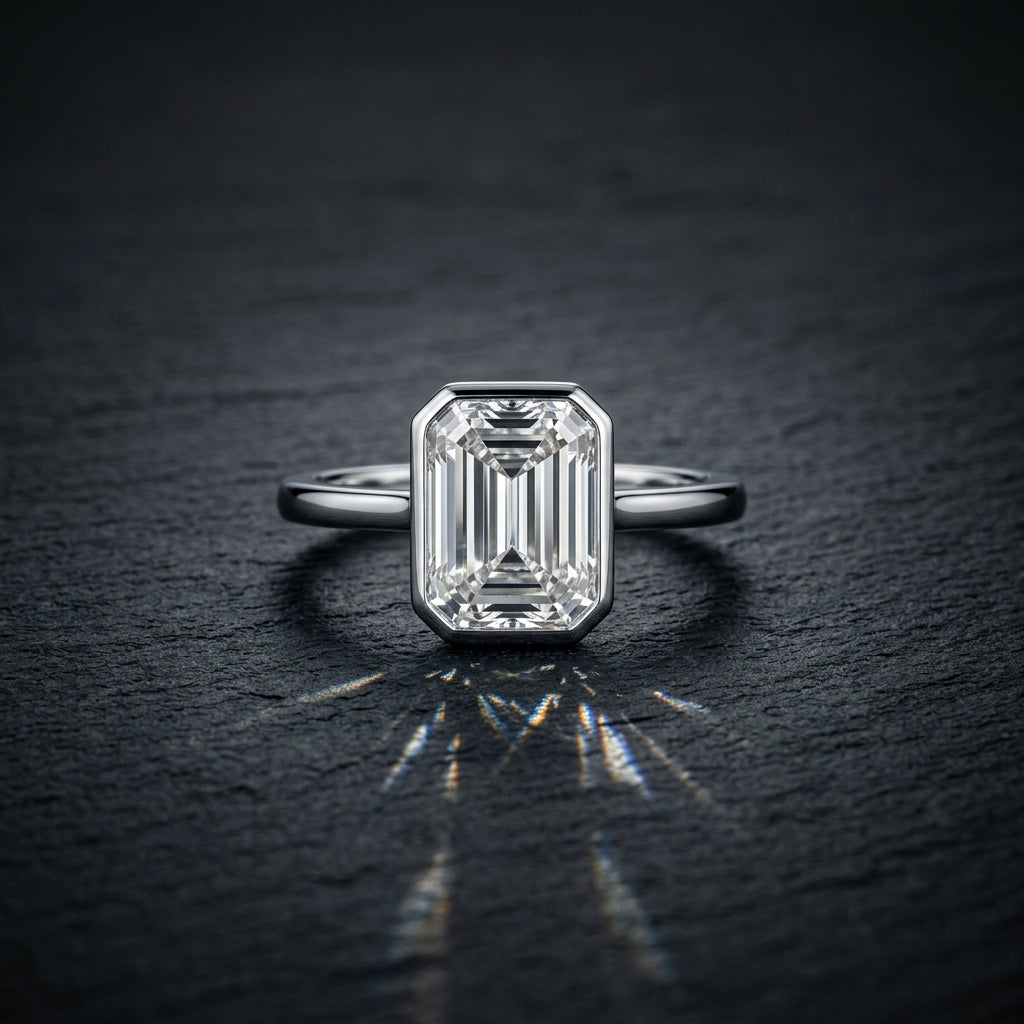 Emerald-Cut Bezel Solitaire Engagement Ring