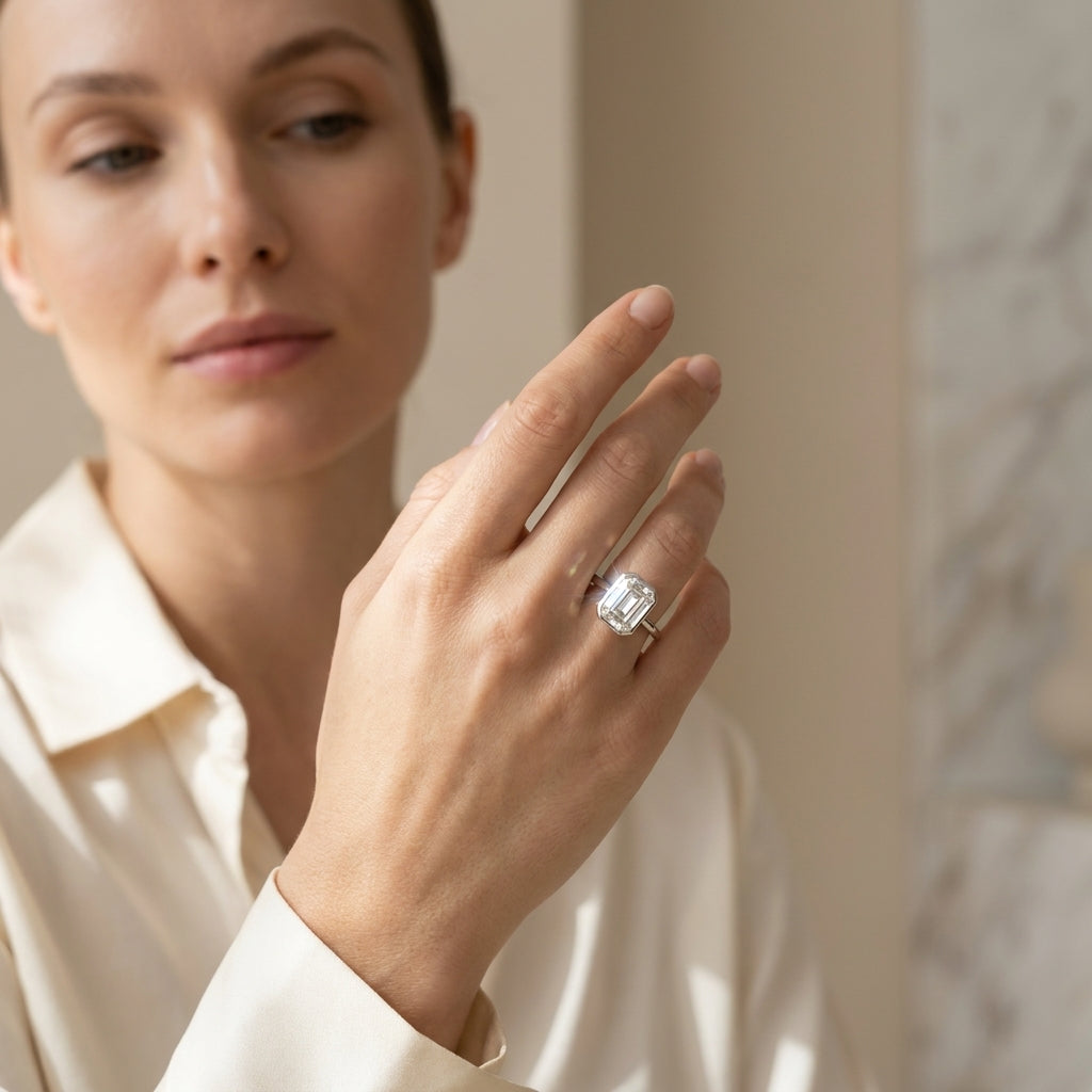 Emerald-Cut Bezel Solitaire Engagement Ring