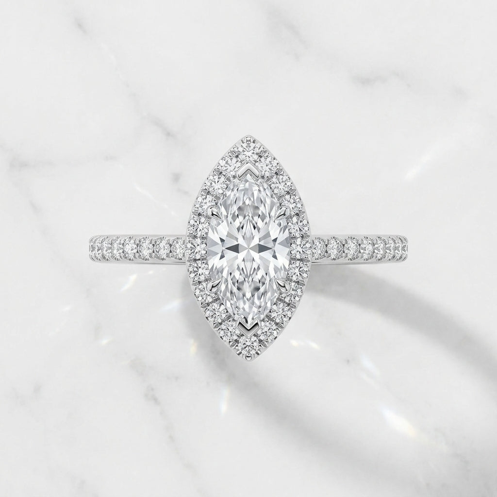 Marquise Diamond Halo Engagement Ring