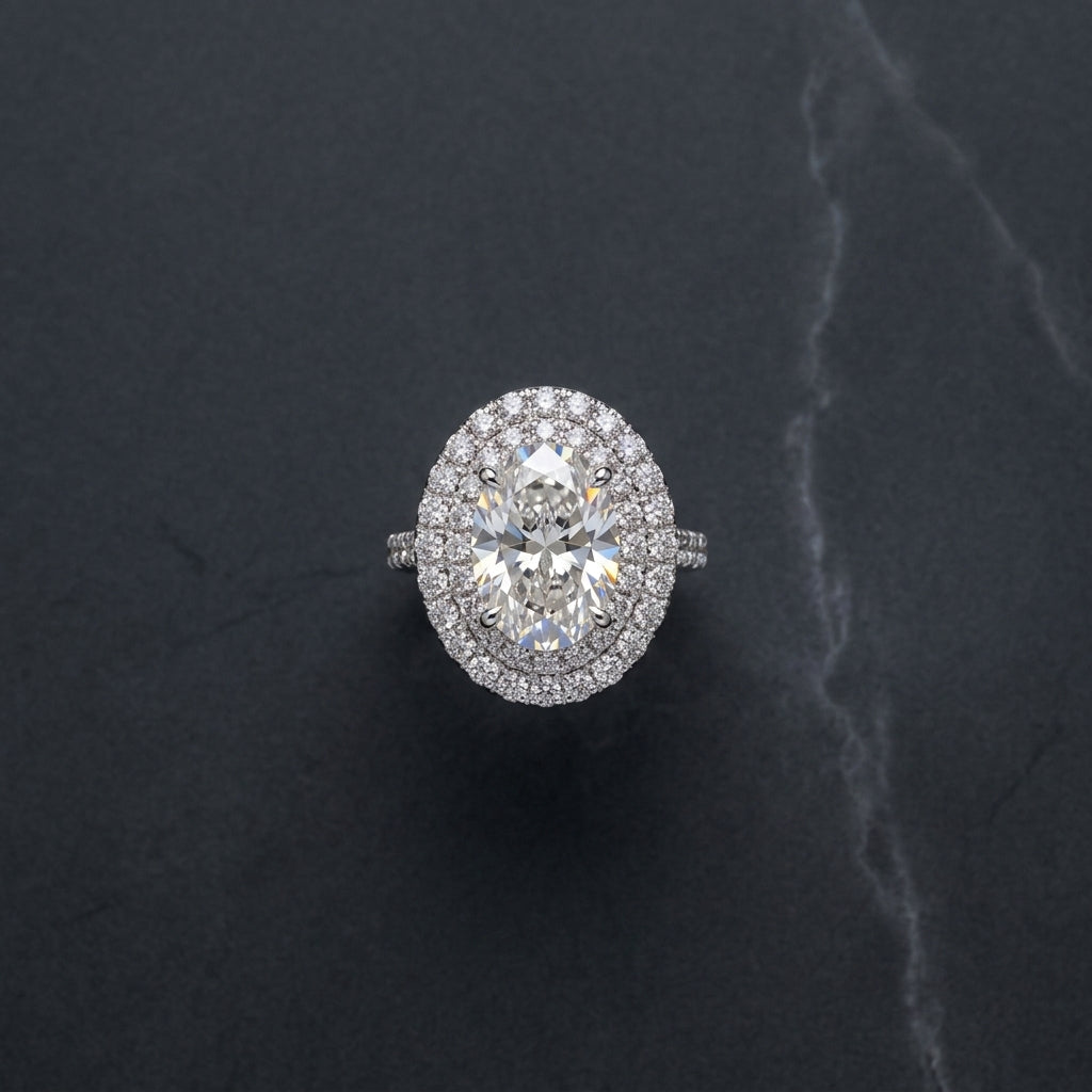 Oval Double Halo Diamond Engagement Ring