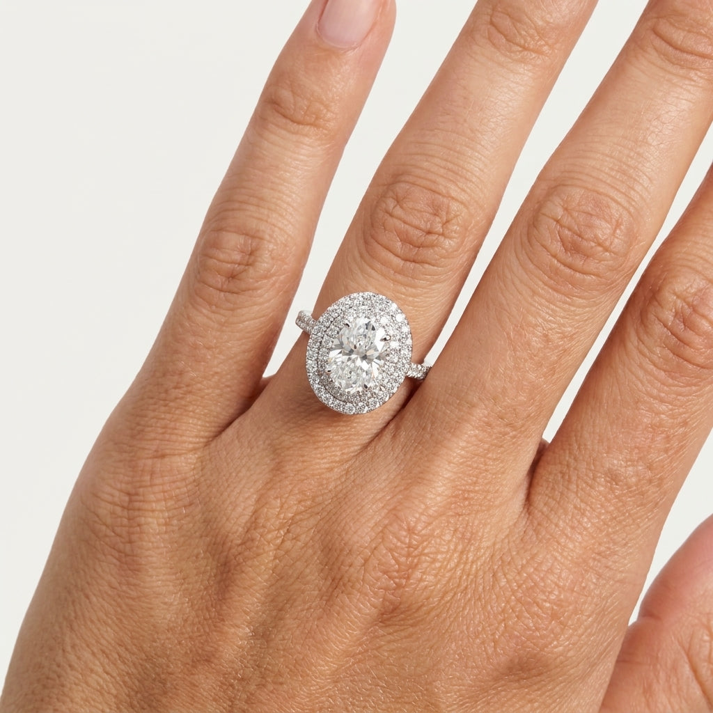 Oval Double Halo Diamond Engagement Ring
