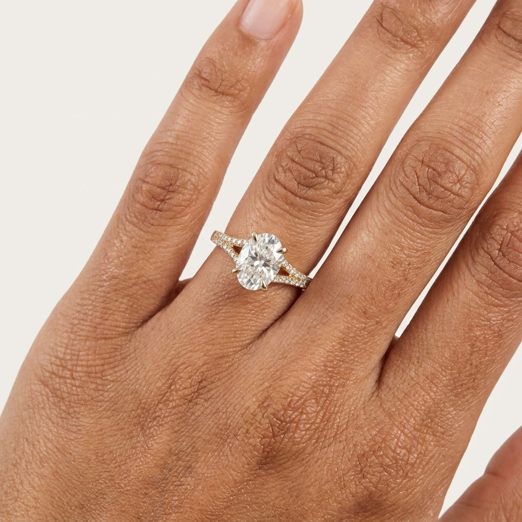 Oval East-West Diamond Engagement Ring