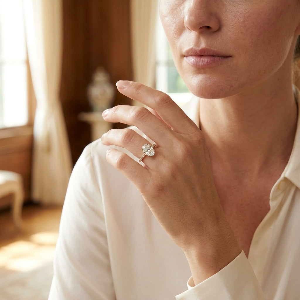 Oval East-West Diamond Engagement Ring