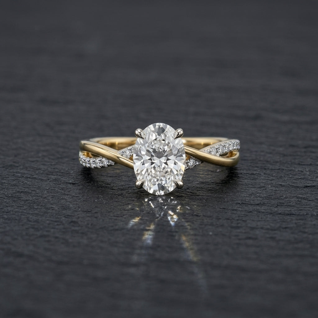 Oval Diamond Twist Engagement Ring