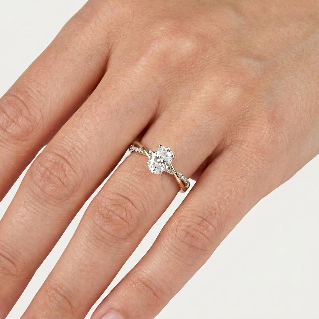 Oval Diamond Twist Engagement Ring