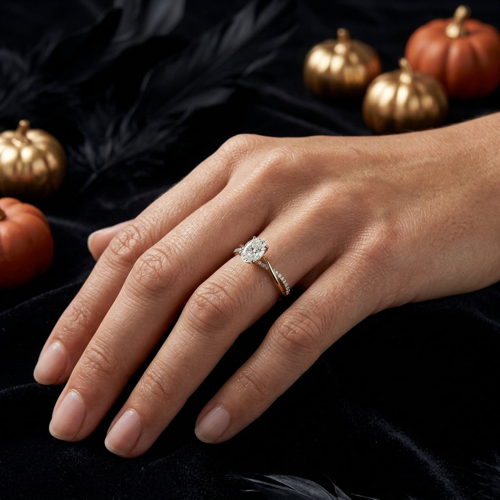 Oval Diamond Twist Engagement Ring