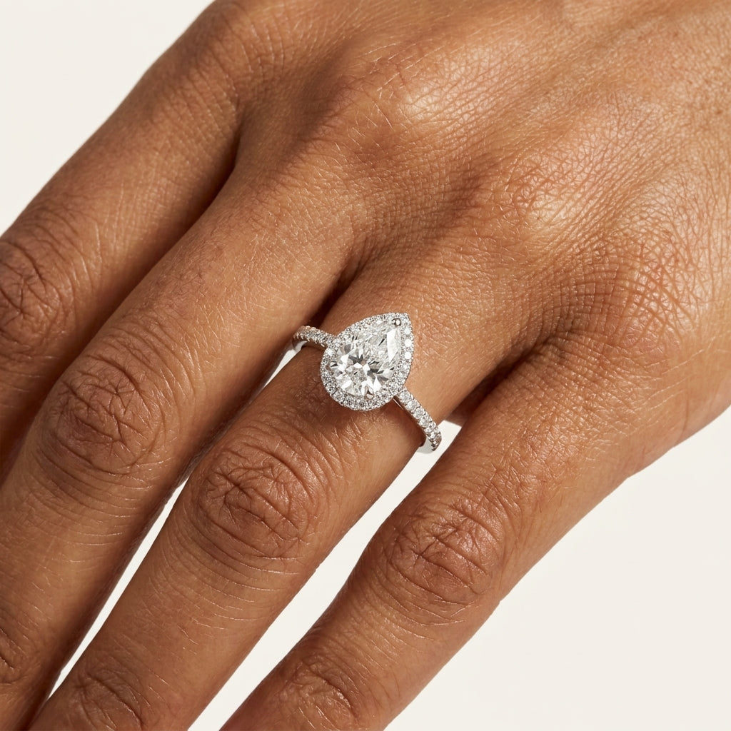 Pear Cut Diamond Halo Engagement Ring