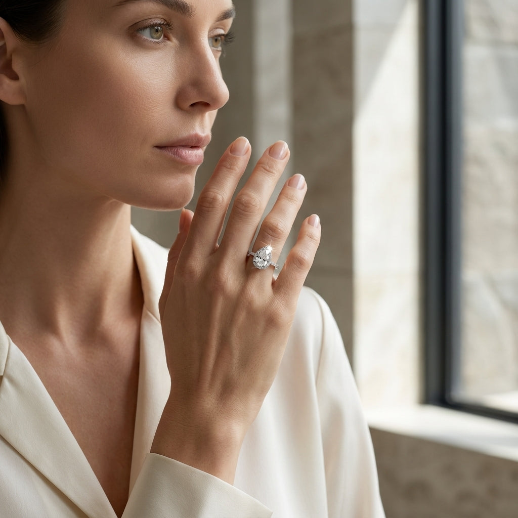 Pear Cut Diamond Halo Engagement Ring
