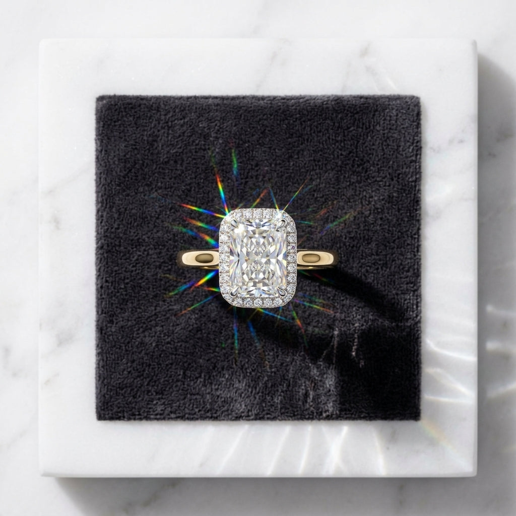 Radiant Cut Diamond Halo Engagement Ring