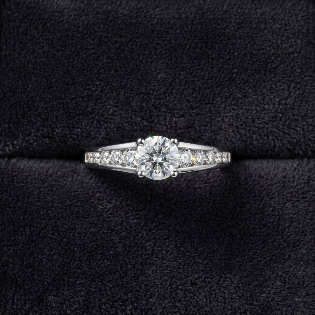 Round Brilliant Channel-Set Diamond Engagement Ring