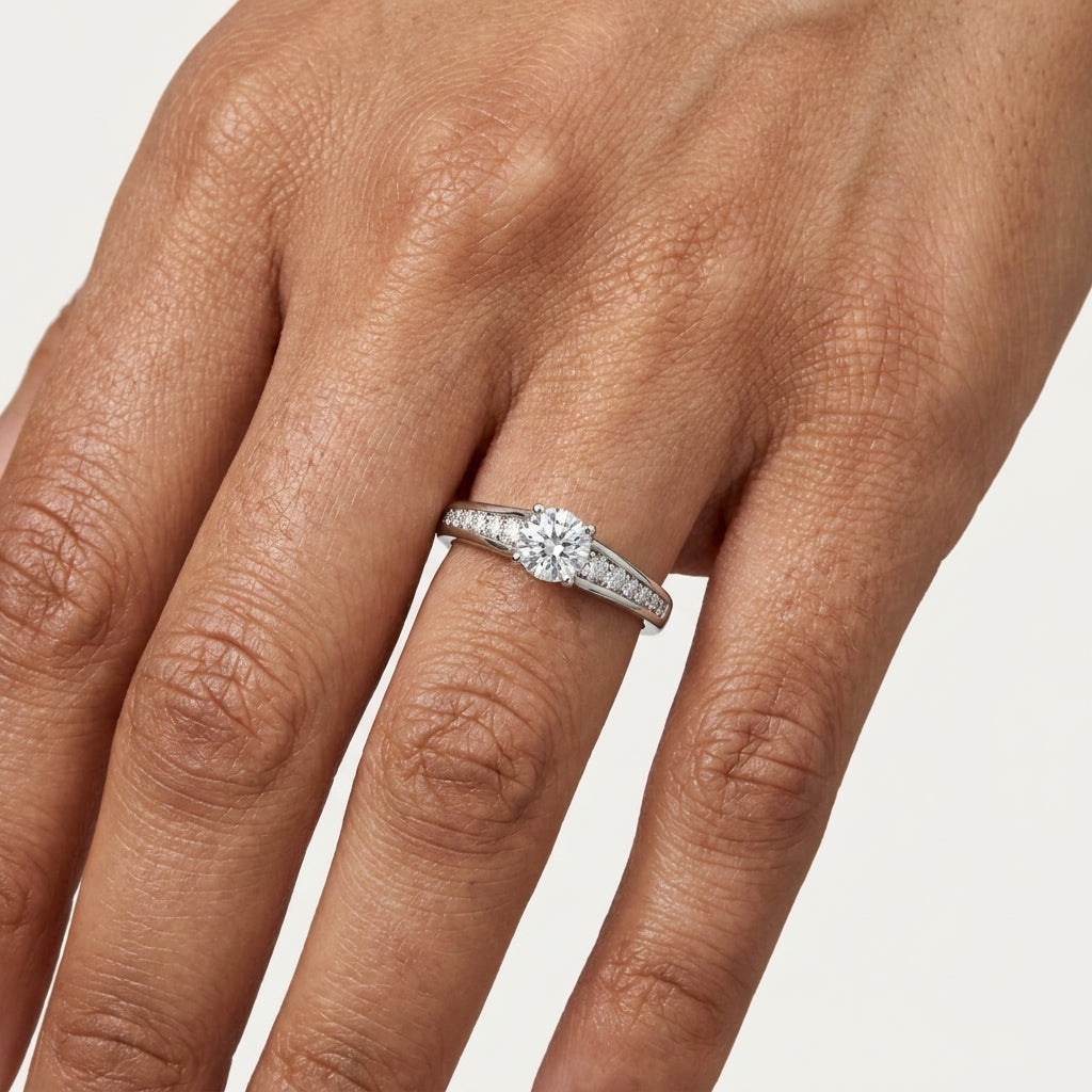 Round Brilliant Channel-Set Diamond Engagement Ring