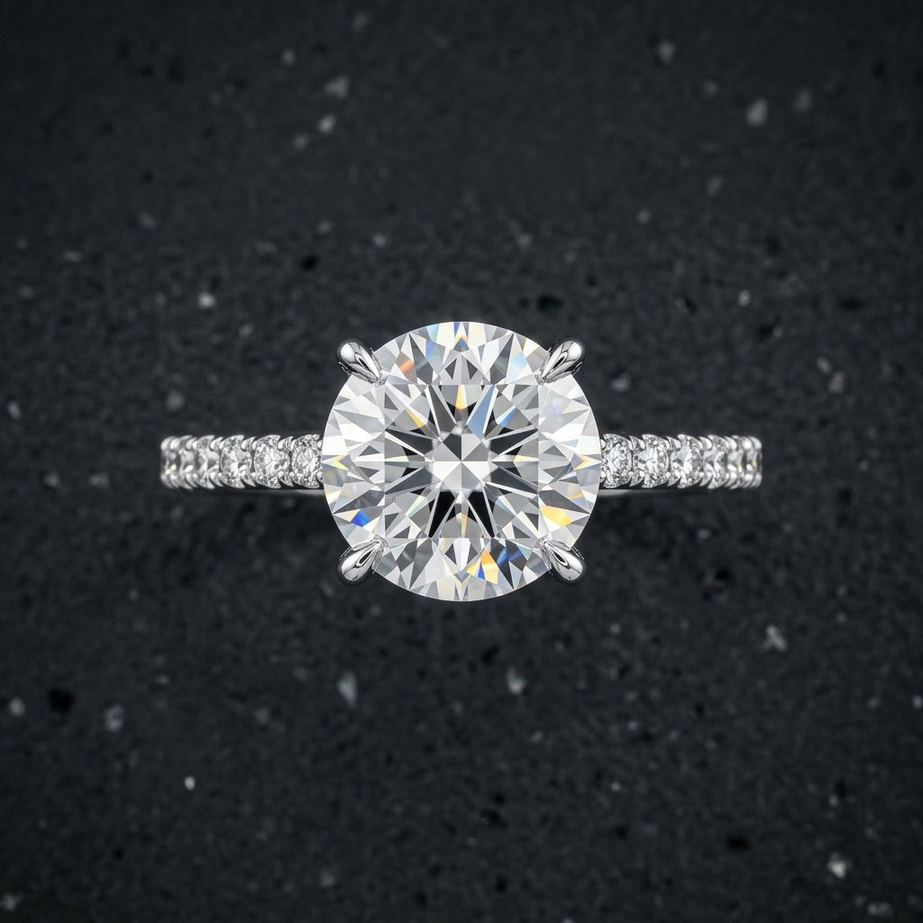 Round Brilliant Pavé Diamond Engagement Ring
