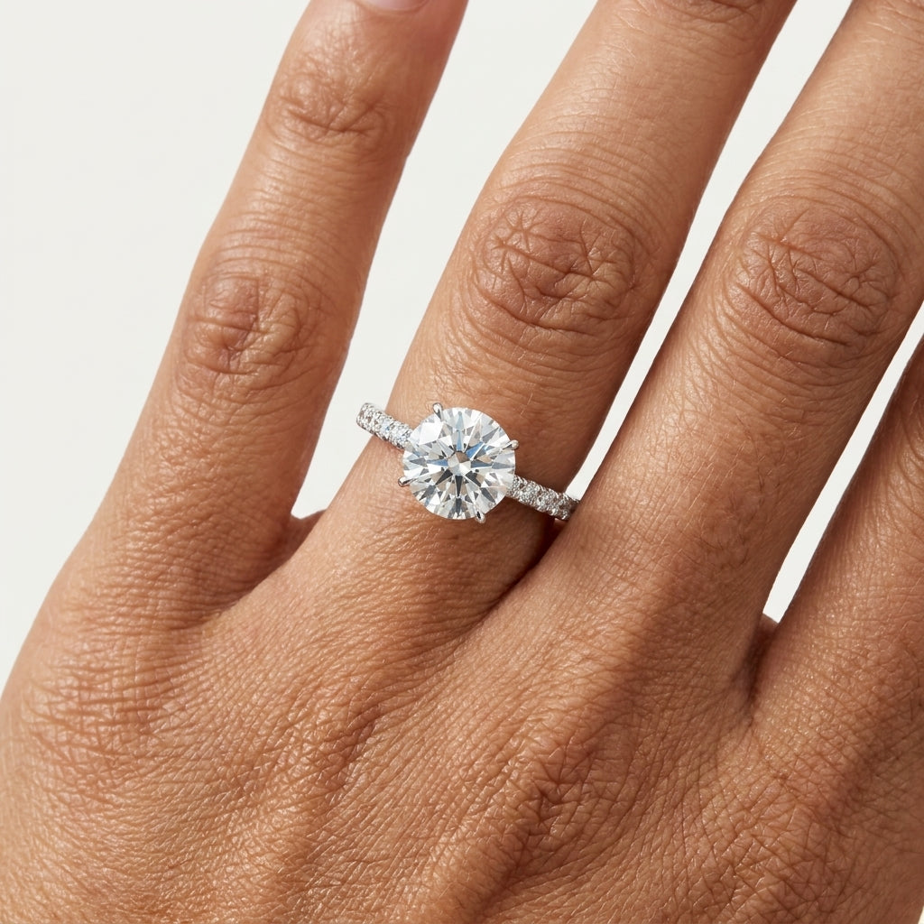 Round Brilliant Pavé Diamond Engagement Ring