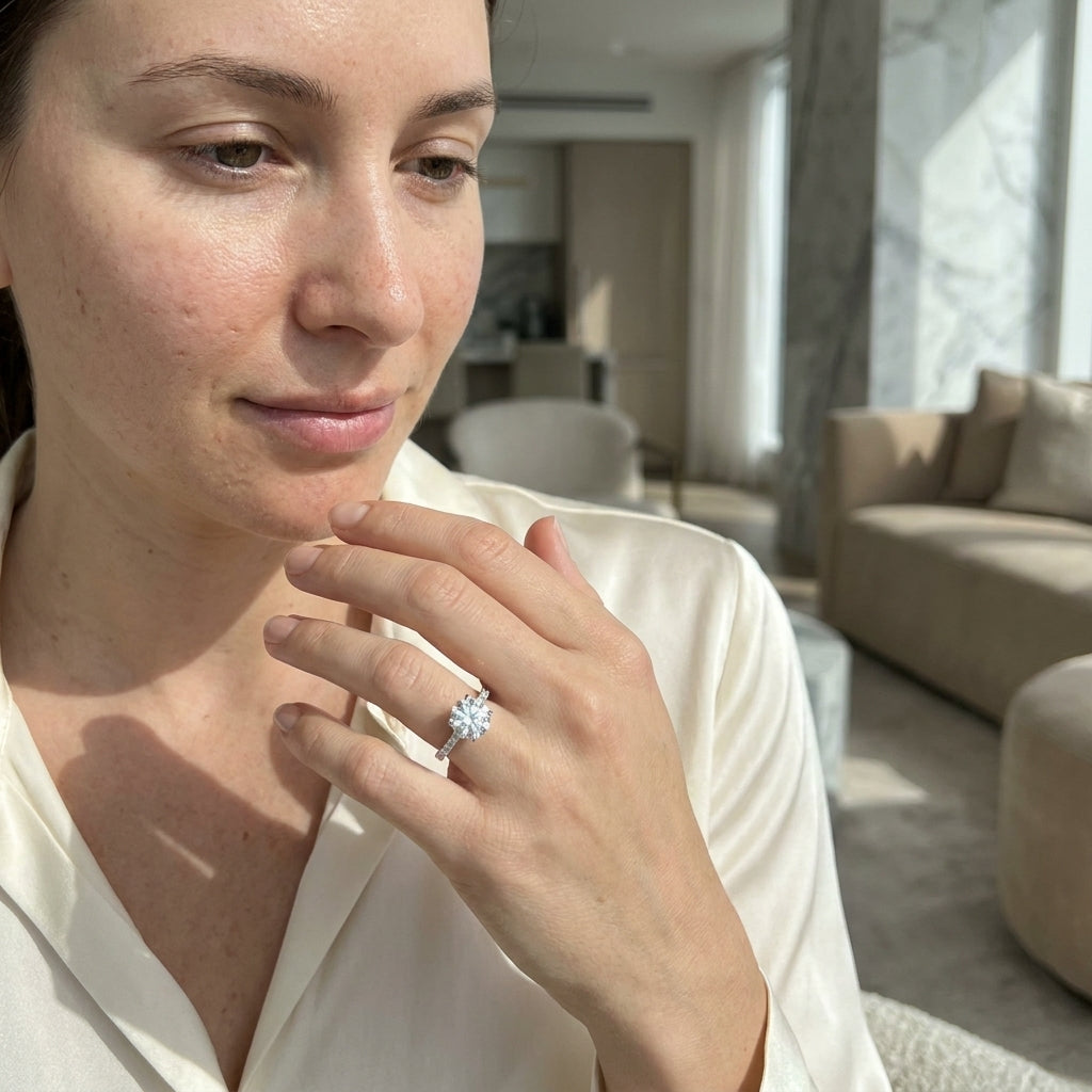 Round Brilliant Pavé Diamond Engagement Ring
