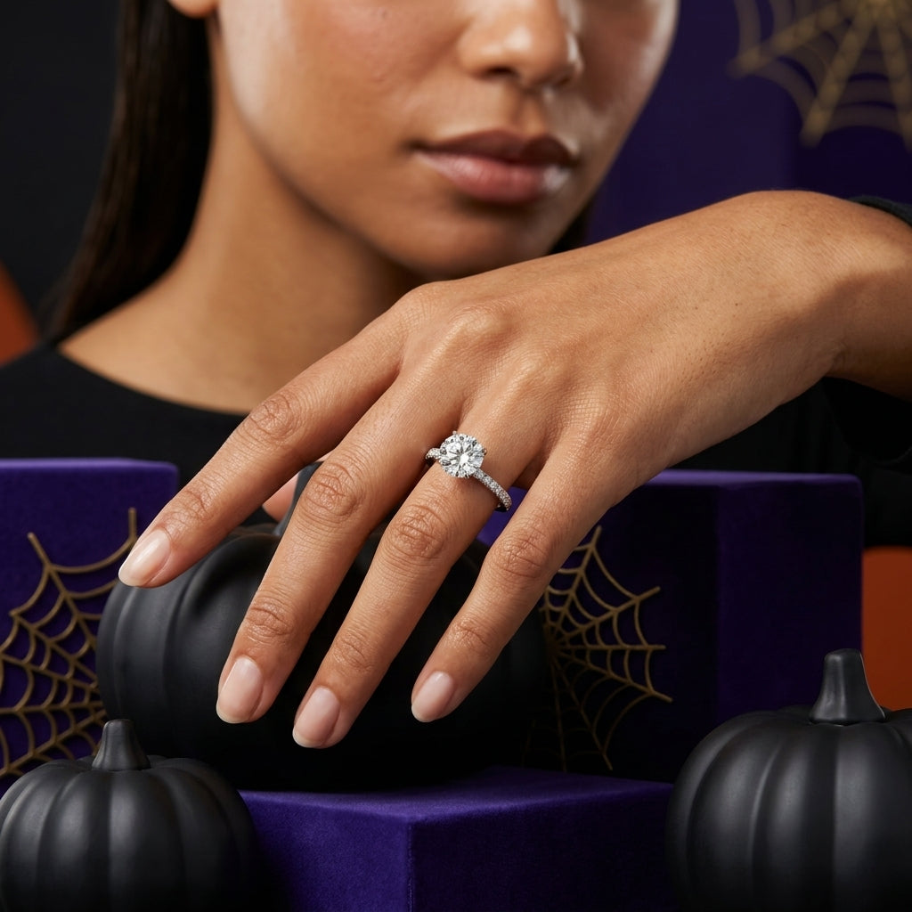 Round Brilliant Pavé Diamond Engagement Ring