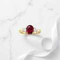 Oval Ruby & Diamond Three-Stone Ring