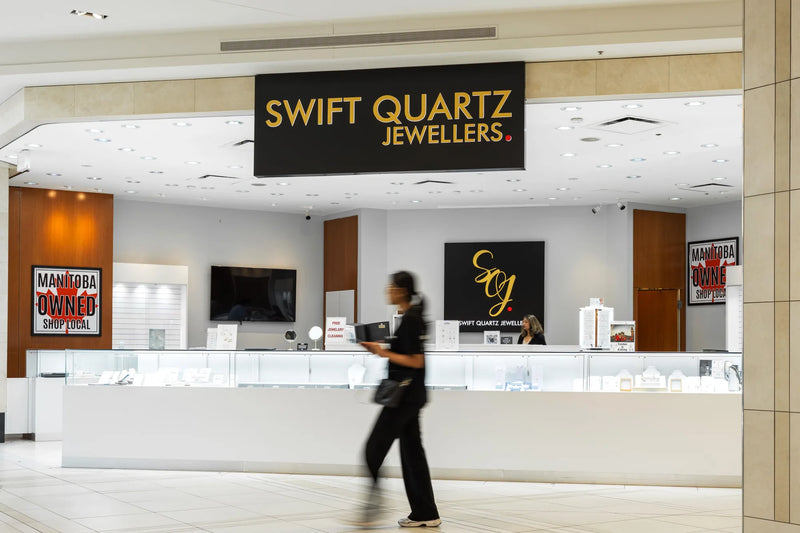 Swift Quartz Jewellers store front with staff on the floor