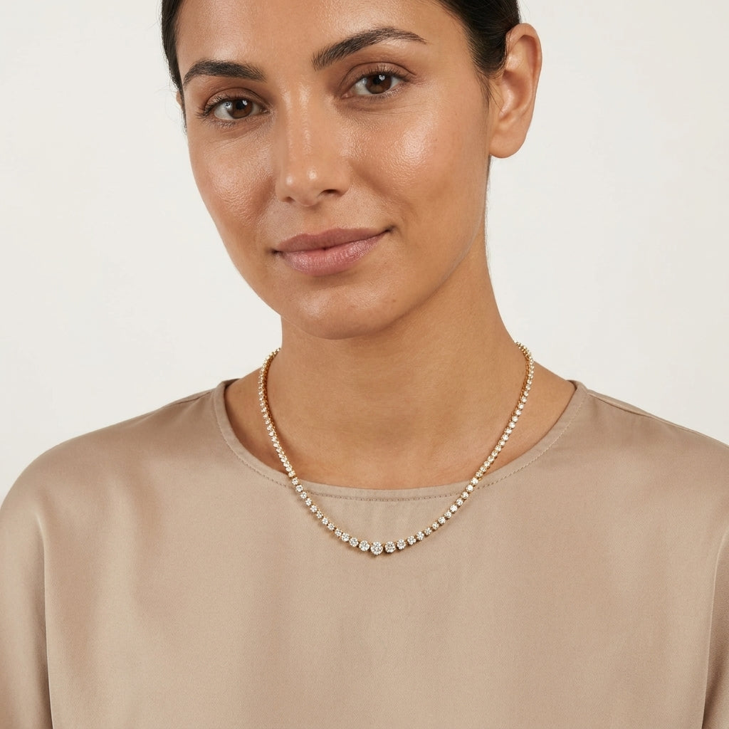 Graduated Diamond Tennis Necklace