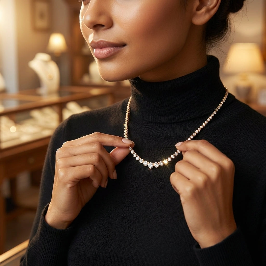 Graduated Diamond Tennis Necklace