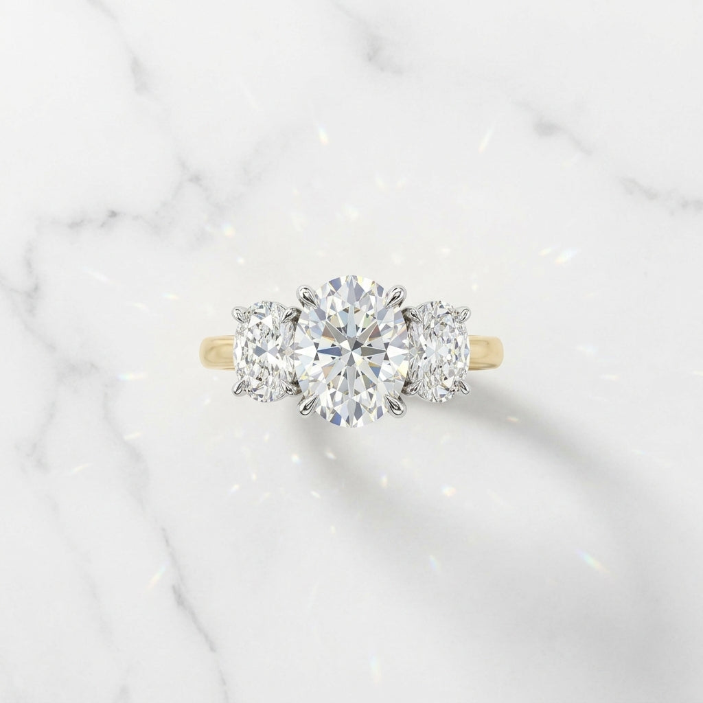 Three-Stone Oval Diamond Engagement Ring
