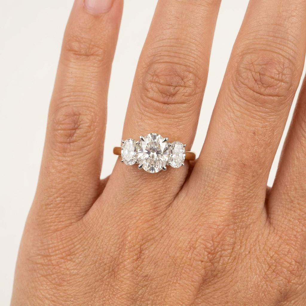 Three-Stone Oval Diamond Engagement Ring