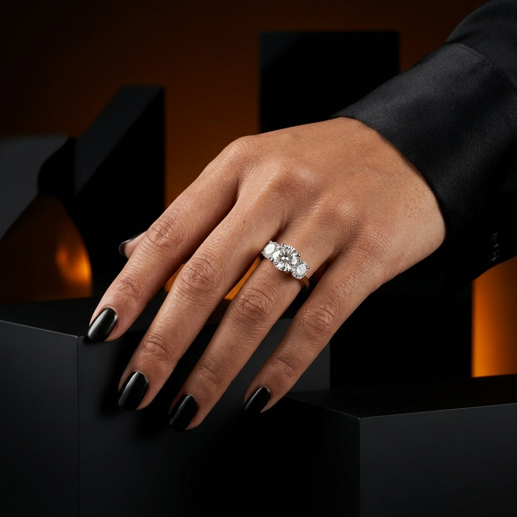 Three-Stone Oval Diamond Engagement Ring